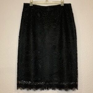 Gilar vintage guipure lace lined pencil skirt back zip eyelash hem black 6